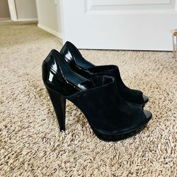STEVEN by Steve Madden Sweatime black patent leather and black suede d’Orsay hee - Picture 6 of 7